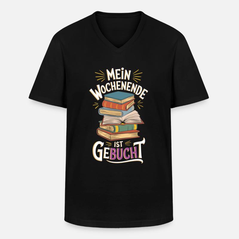 Mein Wochenende ist geBUCHt - Männer-T-Shirt mit V-Ausschnitt - Schwarz