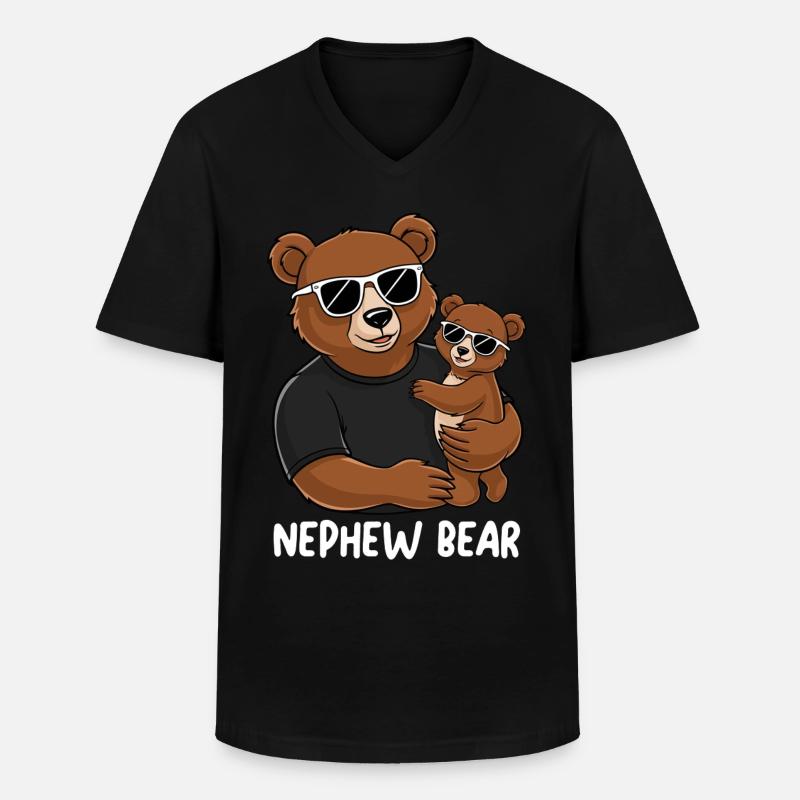 Nephew Bear - Männer-T-Shirt mit V-Ausschnitt - Schwarz