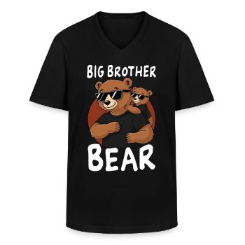 Grand frère ours - T-shirt col V Homme - noir - Devant - AI Model Male 178 dark (178cm)