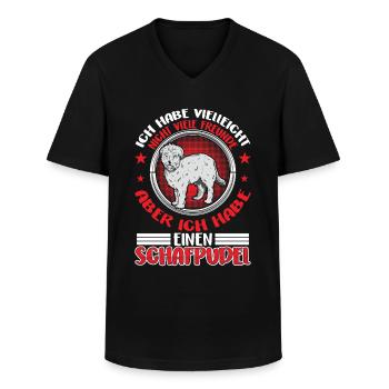 Have a sheep poodle Old German herding dog - Men's V-Neck T-Shirt - black - Front - AI Model Male 178 dark (178cm)