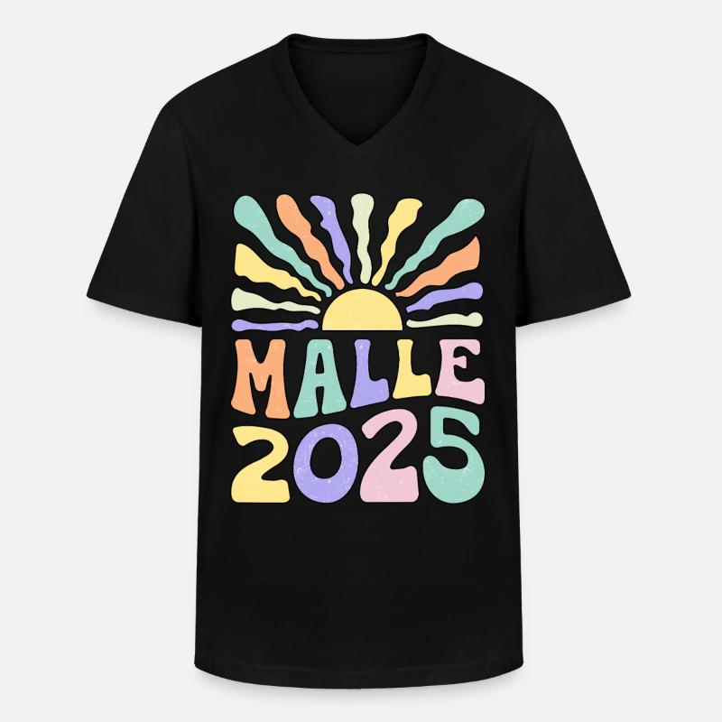 Malle 2025 - Männer-T-Shirt mit V-Ausschnitt - Schwarz