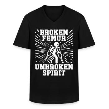 Fracture du fémur Jambe cassée - T-shirt col V Homme - noir - Devant - AI Model Male 178 dark (178cm)