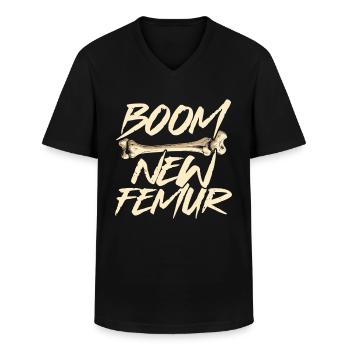 Fracture du fémur Jambe cassée - T-shirt col V Homme - noir - Devant - AI Model Male 178 dark (178cm)