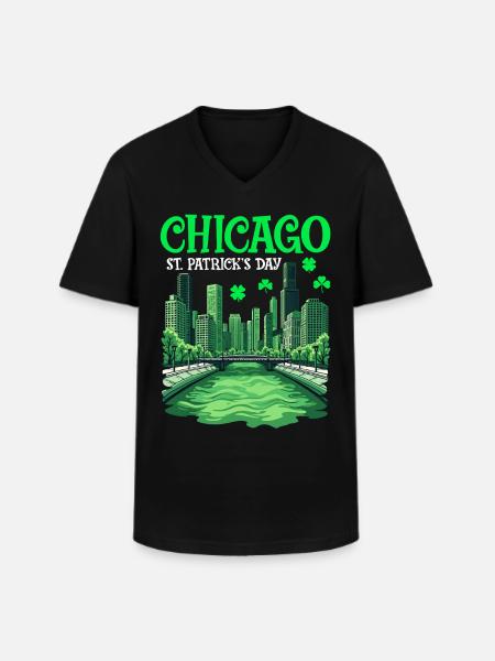 Chicago River St. Patrick's Day - Men's V-Neck T-Shirt - black