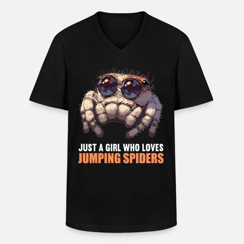 Araignée sauteuse Springspinnen Springspinne - T-shirt col V Homme - noir