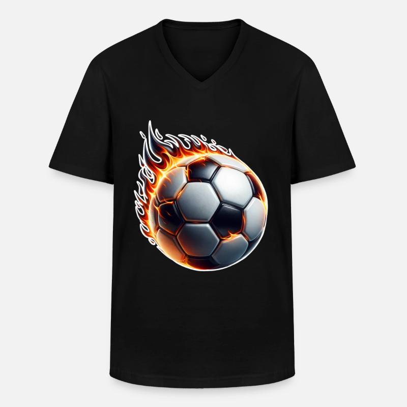 Fußball - Männer-T-Shirt mit V-Ausschnitt - Schwarz