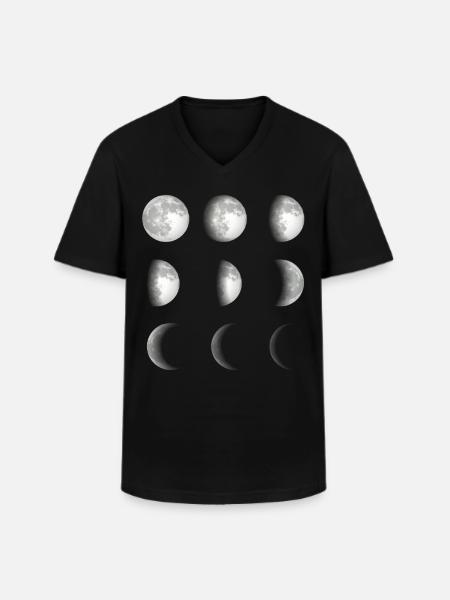Mondphasen Weltraum - Männer-T-Shirt mit V-Ausschnitt - Schwarz