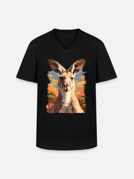 Kangaroos Kangaroo - Men's V-Neck T-Shirt - black