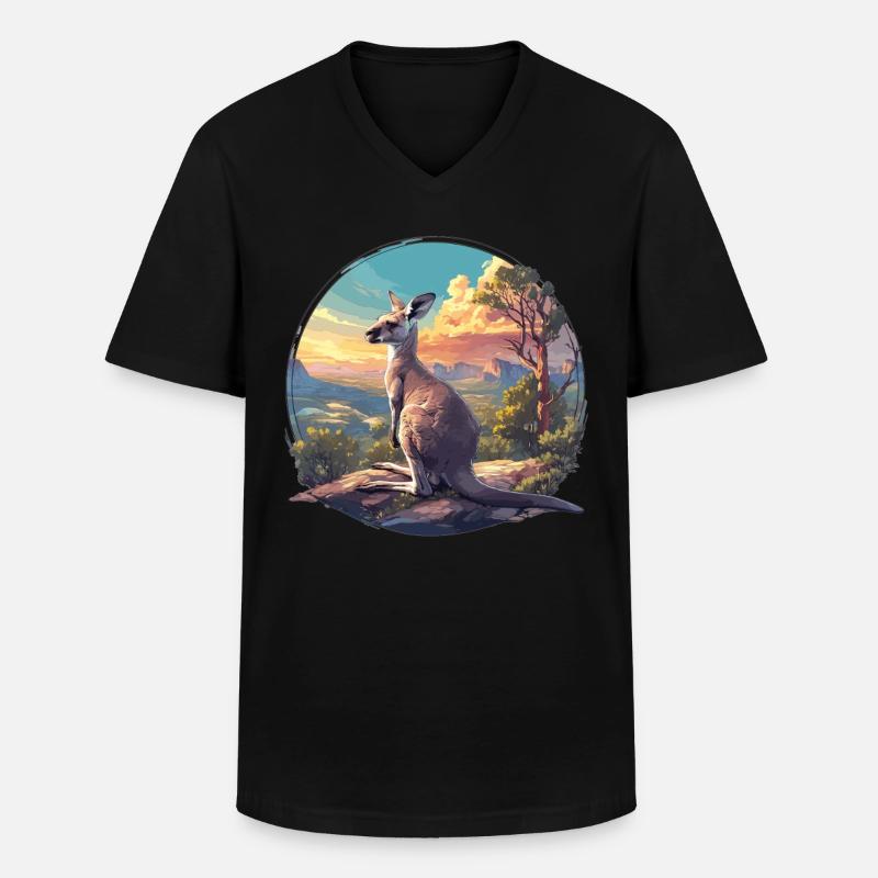Kangaroos Kangaroo - Men's V-Neck T-Shirt - black