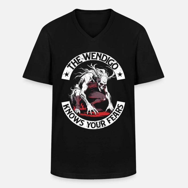 Wendigo Kryptide Cryptid - Männer-T-Shirt mit V-Ausschnitt - Schwarz
