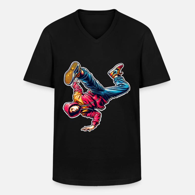 Breakdance - Männer-T-Shirt mit V-Ausschnitt - Schwarz