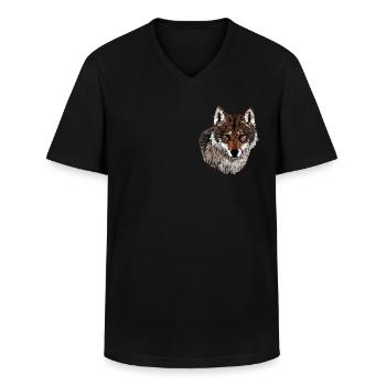 wolf art head motif forest animal - Männer-T-Shirt mit V-Ausschnitt - Schwarz - Vorne - AI Model Male 178 dark (178cm)
