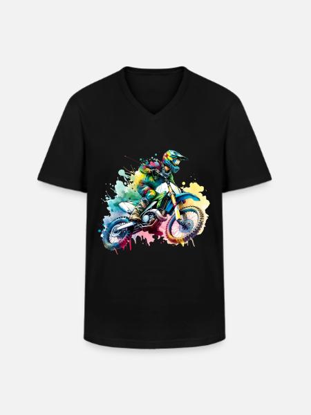Motocross - Men's V-Neck T-Shirt - black