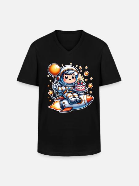 Astronaut Birthday - Men's V-Neck T-Shirt - black