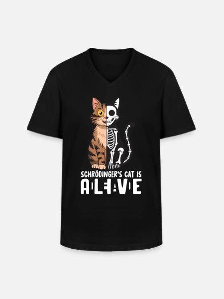 Schrödinger's Cat Dead and Alive - Men's V-Neck T-Shirt - black