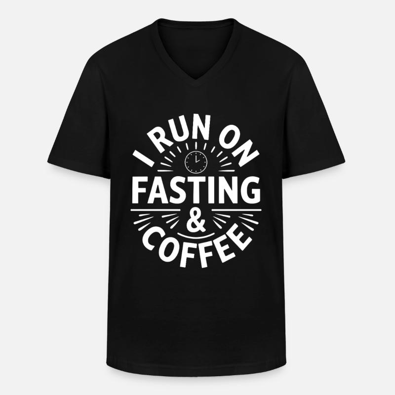 Jeûne intermittent Jeûne intermittent - T-shirt col V Homme - noir