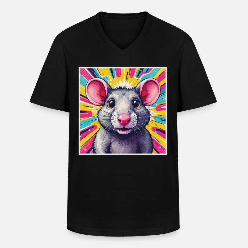 Pop Art Ratte - Männer-T-Shirt mit V-Ausschnitt - Schwarz