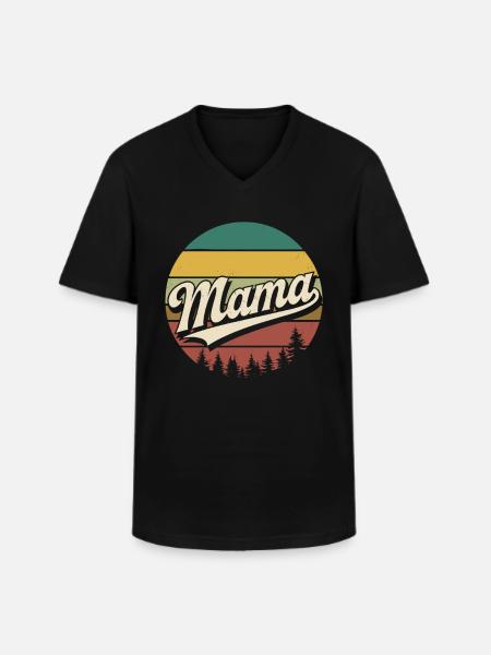 Mama Retro Sunset Logo - Men's V-Neck T-Shirt - black