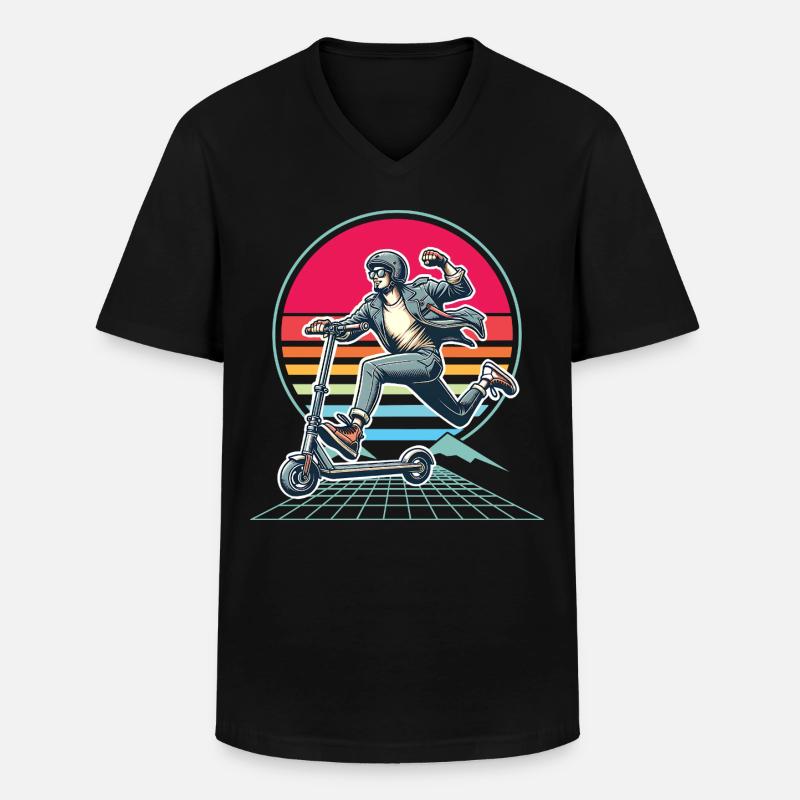E-Scooter E-Roller Scooter - Männer-T-Shirt mit V-Ausschnitt - Schwarz