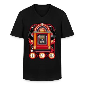 Jukebox Collector 33 78 45 - T-shirt col V Homme - noir - Devant - AI Model Male 178 dark (178cm)