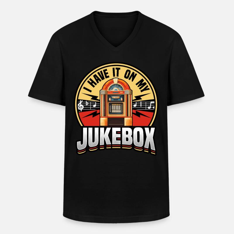 Collezionisti di jukebox Ce l'ho sul mio jukebox - Maglietta da uomo classica con scollo a V - nero