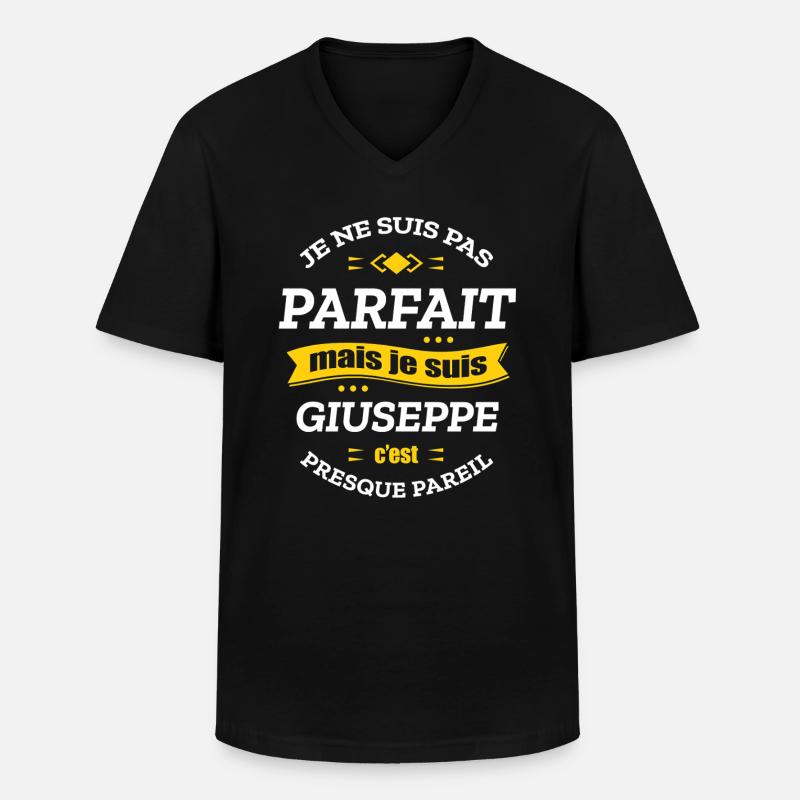 GIUSEPPE PARFAIT - PRENOM GIUSEPPE - T-shirt col V Homme - noir