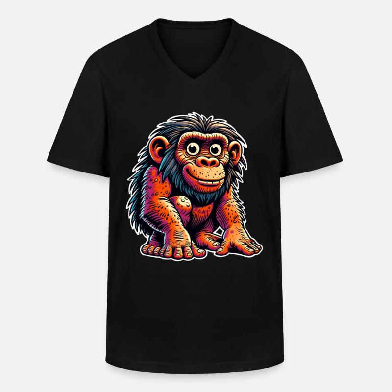 Neandertaler - Männer-T-Shirt mit V-Ausschnitt - Schwarz
