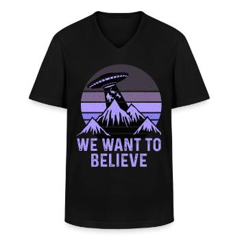 UFO-Bigfoot Nessie Einhorn - Männer-T-Shirt mit V-Ausschnitt - Schwarz - Vorne - AI Model Male 178 dark (178cm)