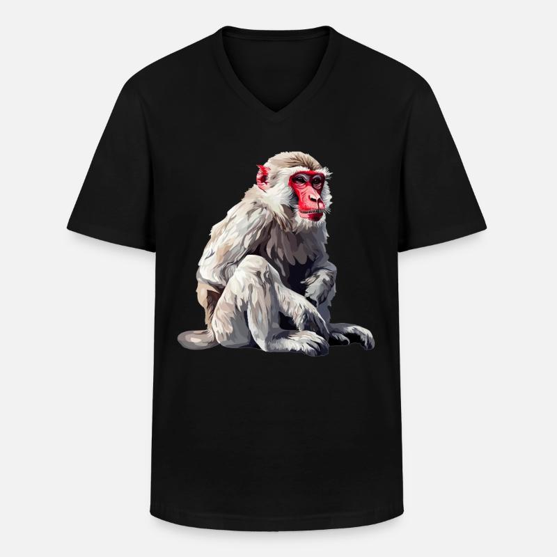 Makaken Makake - Männer-T-Shirt mit V-Ausschnitt - Schwarz