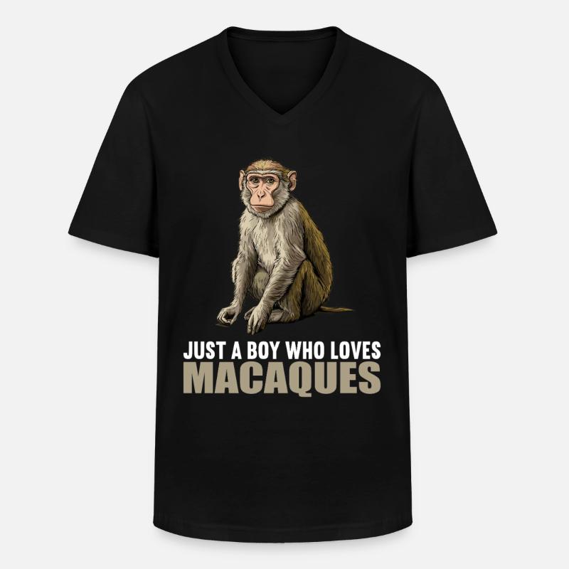 Makaken Makake - Männer-T-Shirt mit V-Ausschnitt - Schwarz