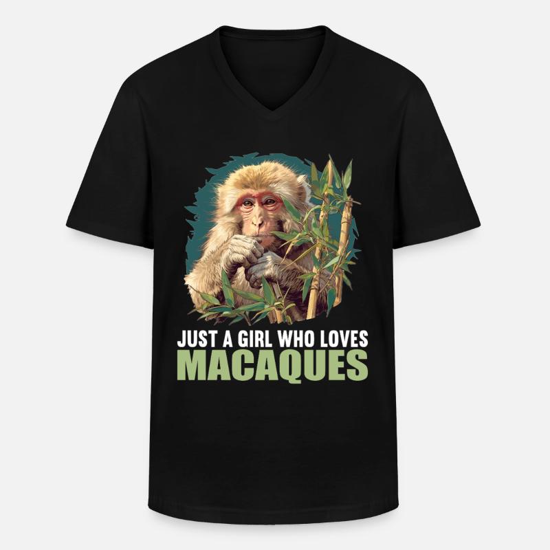 Makaken Makake - Männer-T-Shirt mit V-Ausschnitt - Schwarz