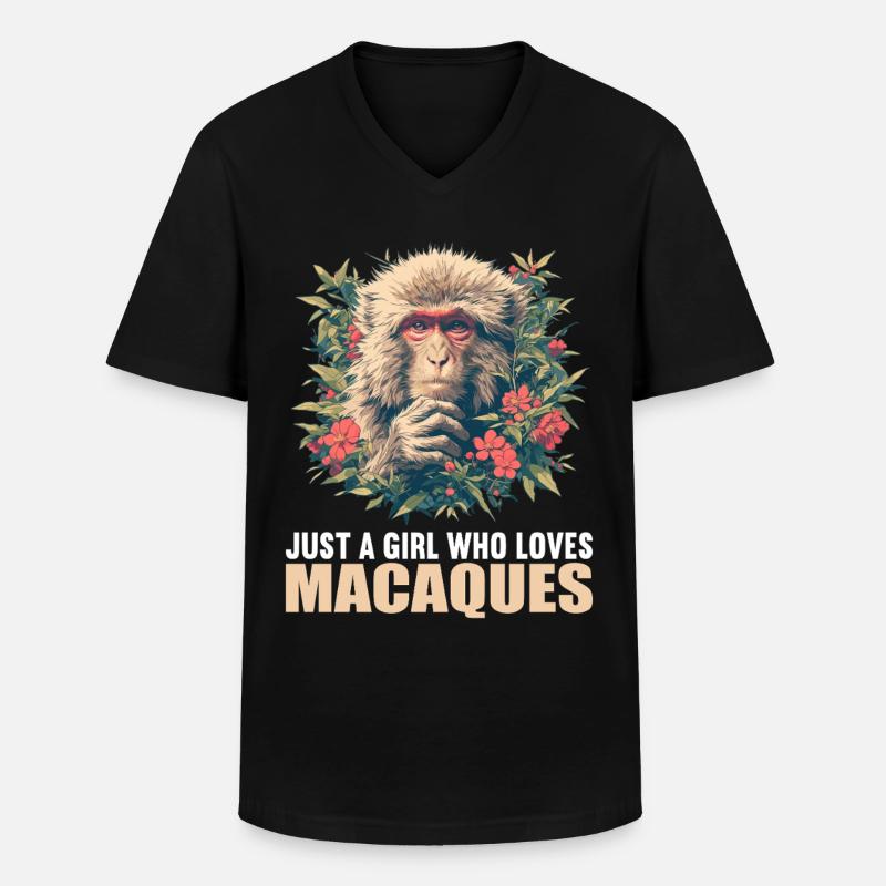 Makaken Makake - Männer-T-Shirt mit V-Ausschnitt - Schwarz