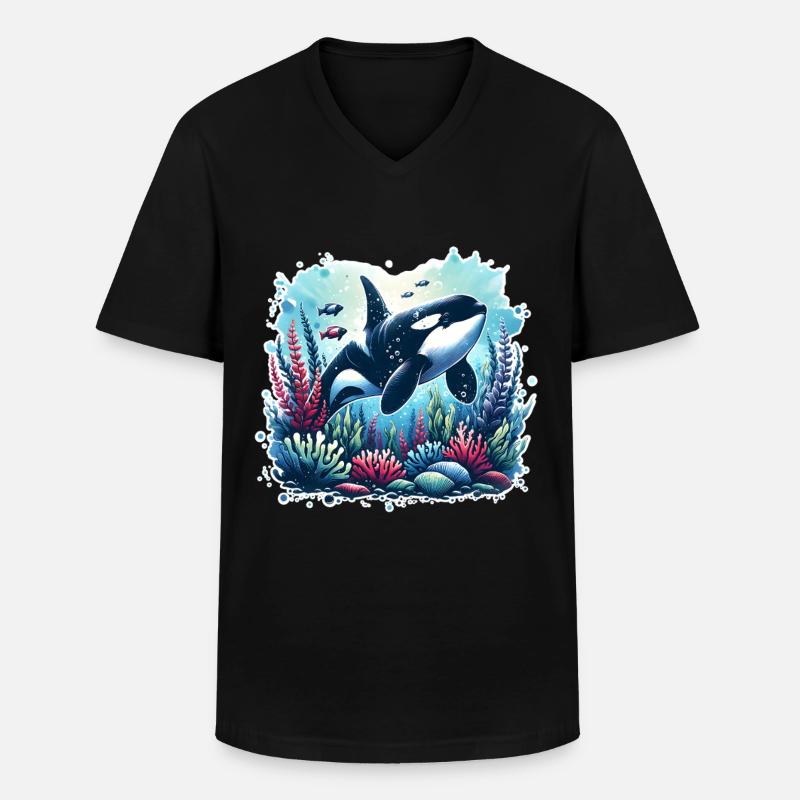 Orca Schwertwal - Männer-T-Shirt mit V-Ausschnitt - Schwarz