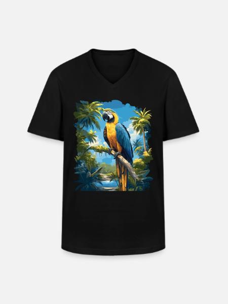Macaw's Era - Men's V-Neck T-Shirt - black