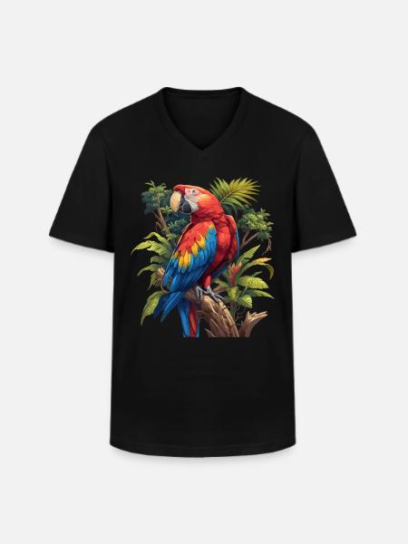 Macaw's Era - Men's V-Neck T-Shirt - black