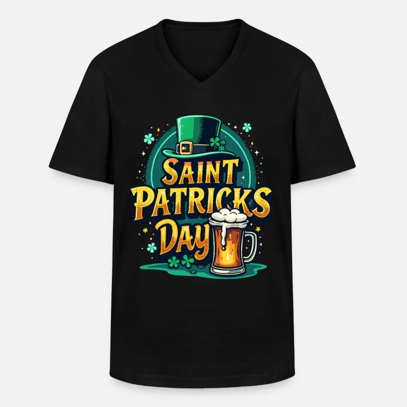 Saint Patrick`s Day Beer - Männer-T-Shirt mit V-Ausschnitt - Schwarz