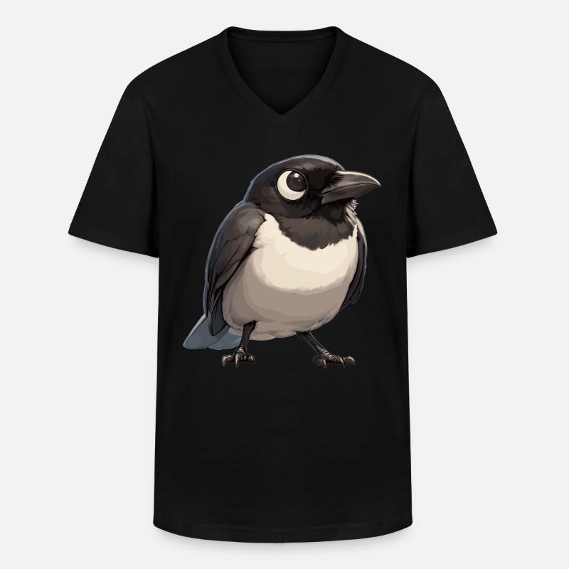 Elstern Elster - Männer-T-Shirt mit V-Ausschnitt - Schwarz