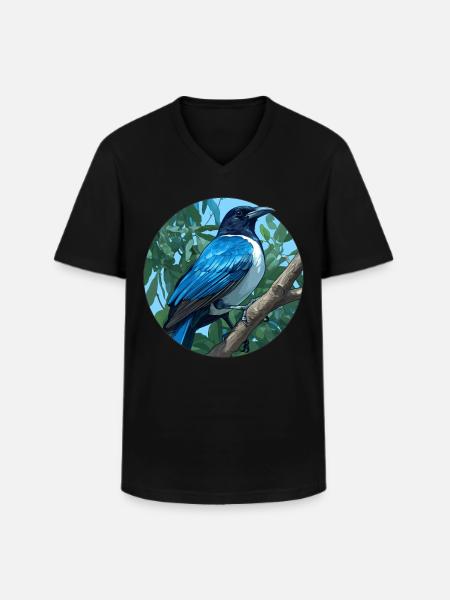 Magpies Magpie - Men's V-Neck T-Shirt - black