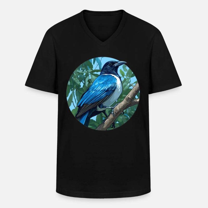 Elstern Elster - Männer-T-Shirt mit V-Ausschnitt - Schwarz