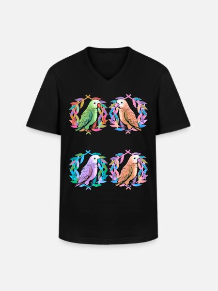 Oiseaux exotiques Oiseau Perroquet Perroquets - T-shirt col V Homme - noir