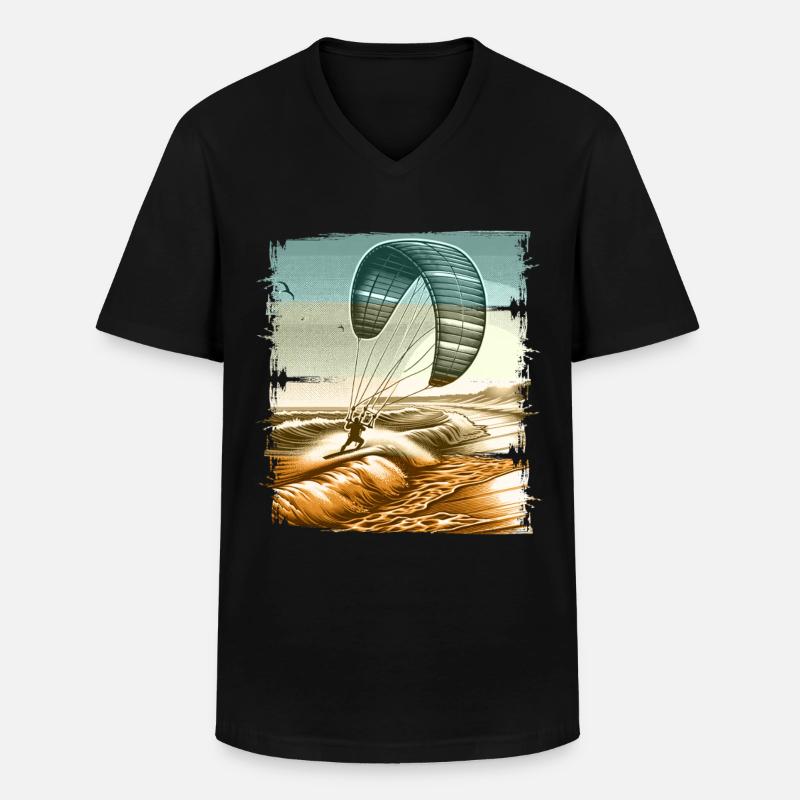 Kitesurfen Kitesurfer Kiteboard - Männer-T-Shirt mit V-Ausschnitt - Schwarz