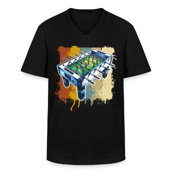 Tischkicker Tischfußball - Männer-T-Shirt mit V-Ausschnitt - Schwarz - Vorne - AI Model Male 178 dark (178cm)