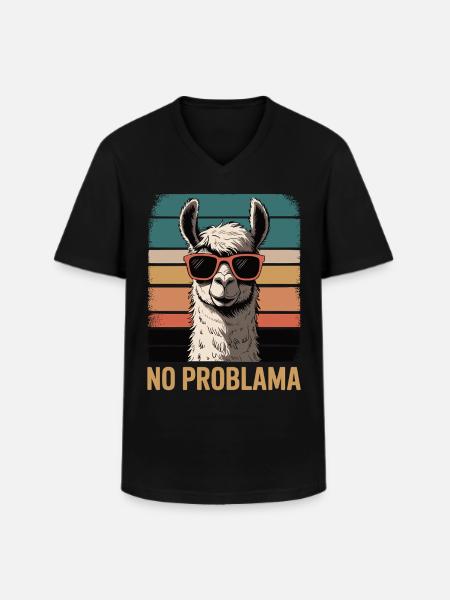 No Problama Llama - Men's V-Neck T-Shirt - black