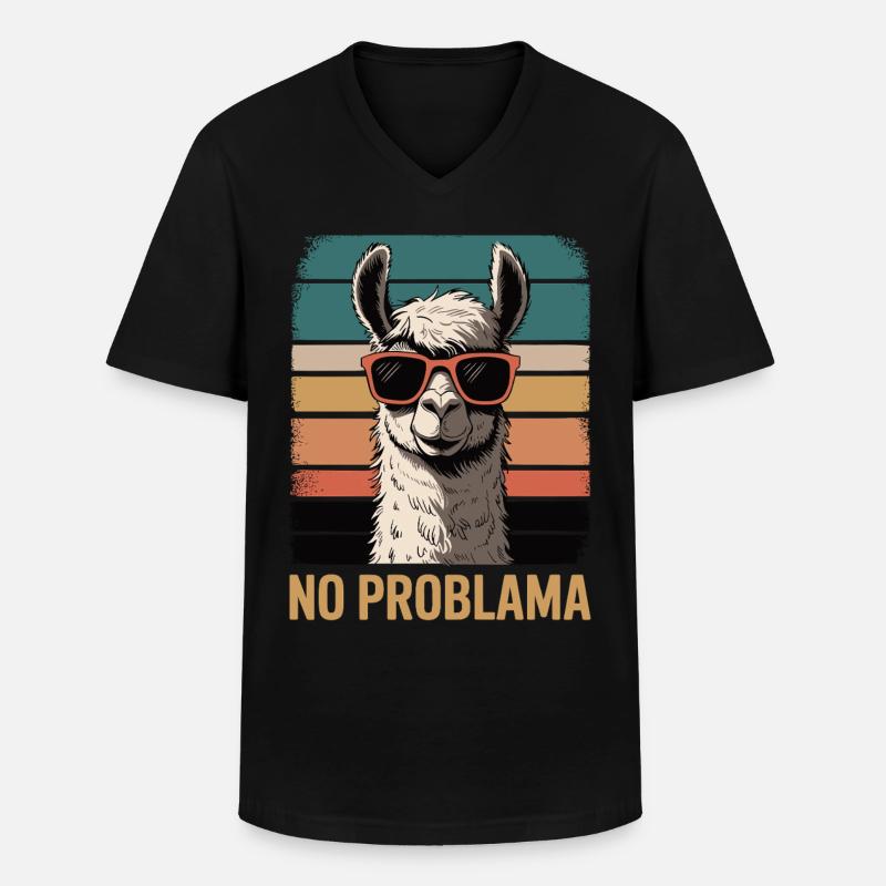 No Problama Llama - Männer-T-Shirt mit V-Ausschnitt - Schwarz