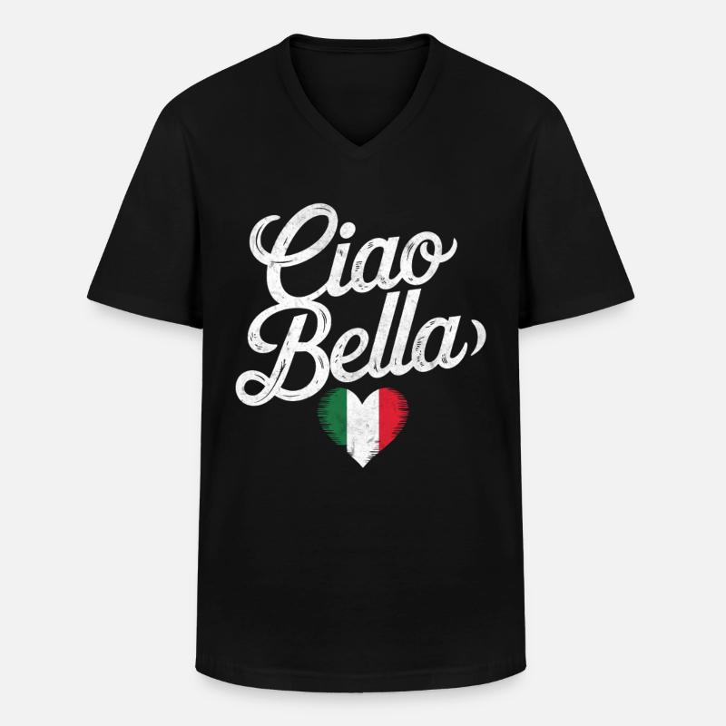 Ciao Bella - Männer-T-Shirt mit V-Ausschnitt - Schwarz
