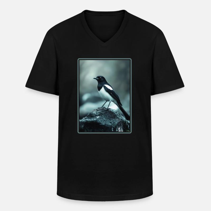 Elstern Elster - Männer-T-Shirt mit V-Ausschnitt - Schwarz