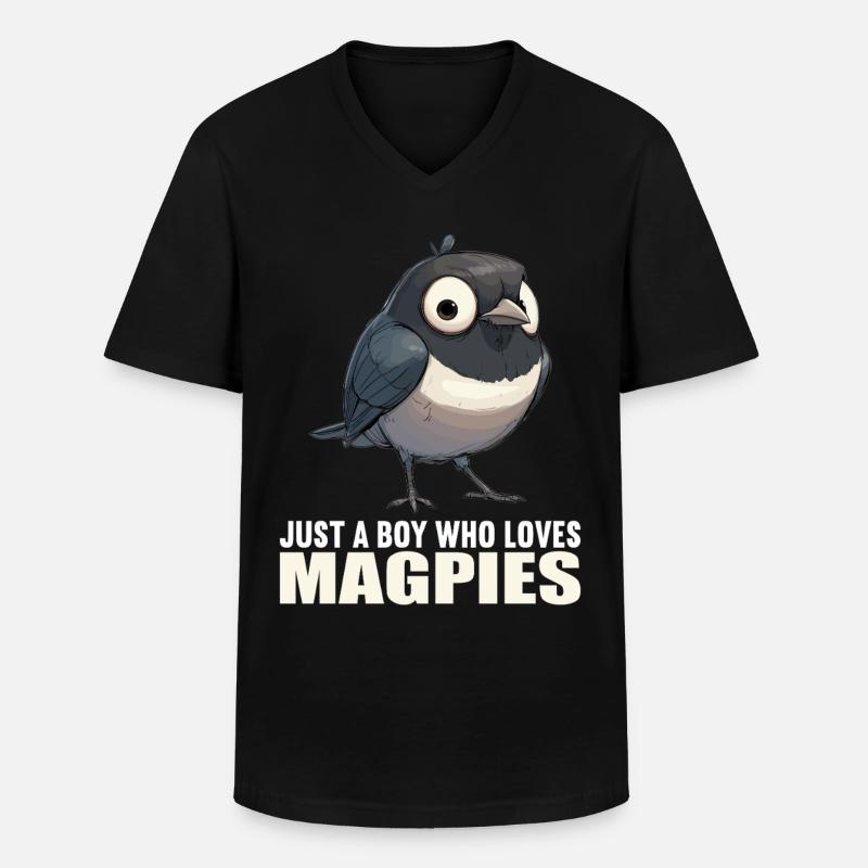 Elstern Elster - Männer-T-Shirt mit V-Ausschnitt - Schwarz