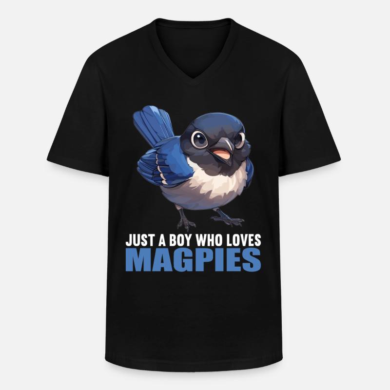 Elstern Elster - Männer-T-Shirt mit V-Ausschnitt - Schwarz