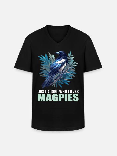Elstern Elster - Männer-T-Shirt mit V-Ausschnitt - Schwarz