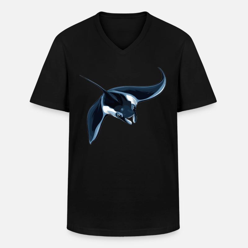 Mantas Manta Rochen - Männer-T-Shirt mit V-Ausschnitt - Schwarz